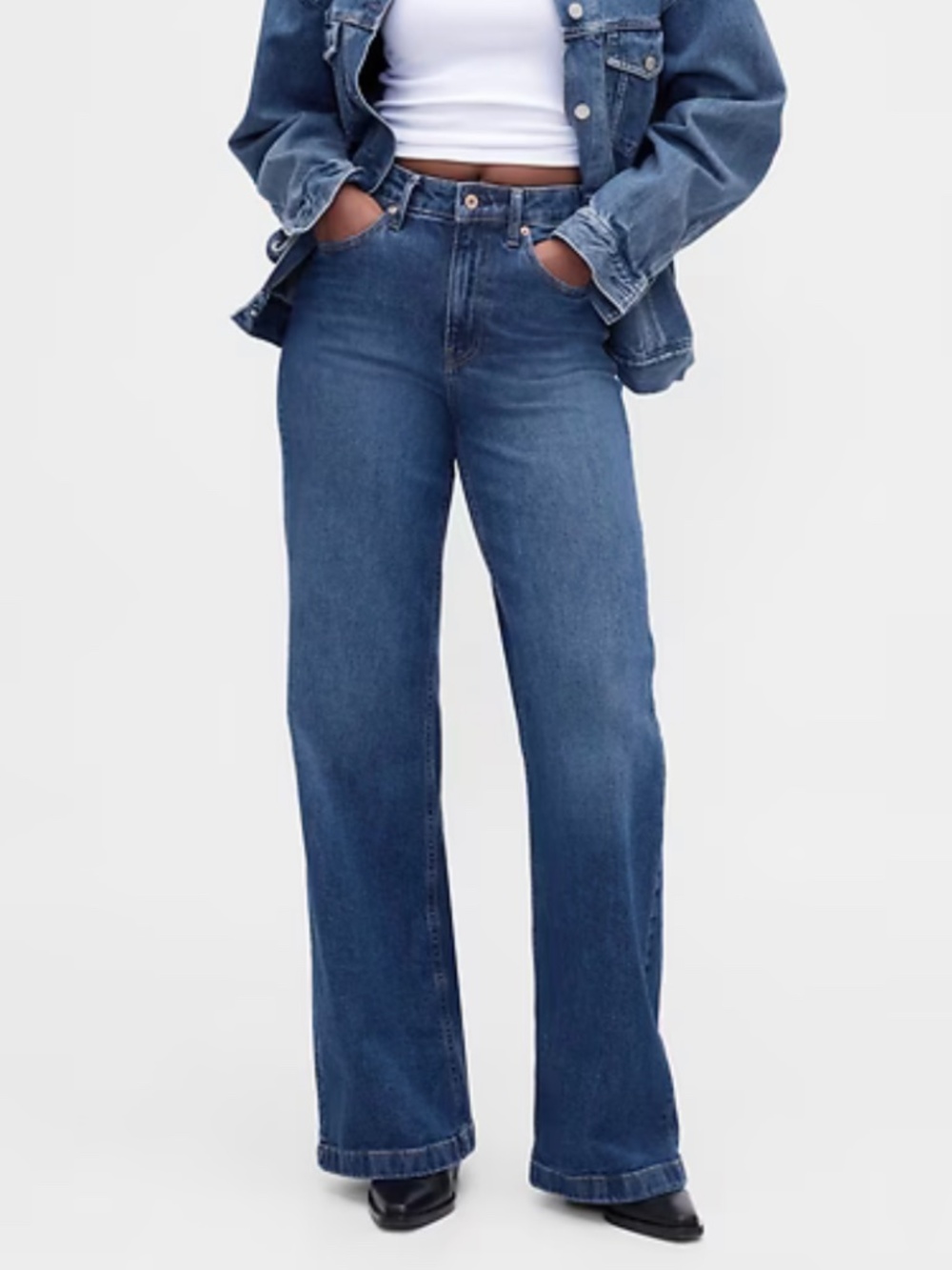 NWT Curvy High Rise Stride Wide-Leg Jeans Dark Indigo